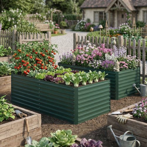 2PC OUTSUNNY GALVANIZED METAL RAISED GARDEN BEDS - 70.9" X 35.4" X 23.6" EACH - GREEN (MODEL: 84H-633V00GN) image 2