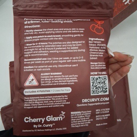 4PK CHERRY GLAM BY DR. CURVY CHEST FIRMING & HYDRATION PATCH CONTAINS BEE VENOM - image 2
