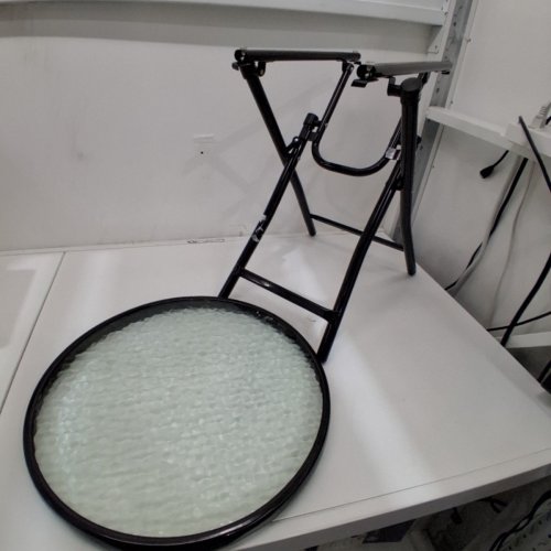 FOLDING ROUND TEMPERED GLASS PATIO TABLE - 18" - BLACK image 3