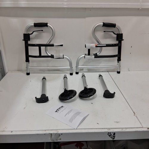 FOLDING WALKER STAND WITH ADJUSTABLE HEIGHT & WIDTH HOLDS 450LB - SILVER/BLACK - (MODEL: FBL860516) image 2