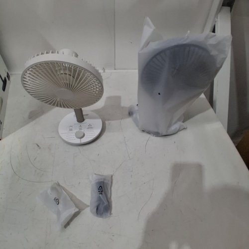 2PC LUMENA FAN STAND 4 CORDLESS DESK FANS - 4 SPEEDS, OSCILLATION - WHITE & NAVY BLUE (MODEL: 1796327) image 3