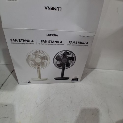2PC LUMENA FAN STAND 4 CORDLESS DESK FANS - 4 SPEEDS, OSCILLATION - WHITE & NAVY BLUE (MODEL: 1796327) image 5