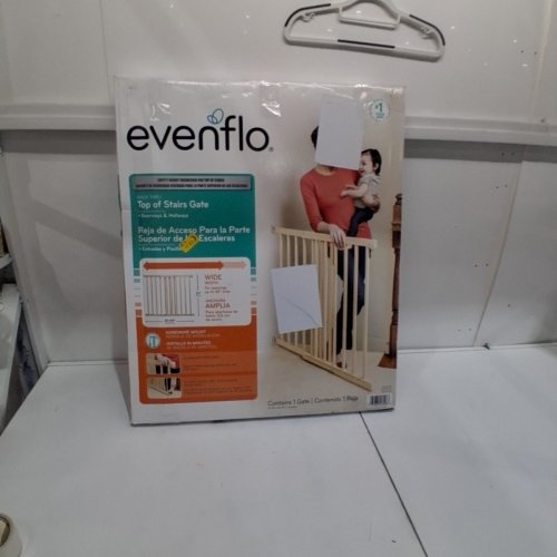 EVENFLO TOP OF STAIRS-STYLE EXTRA TALL GATE - TAN WOOD (MODEL: 10500) image 3