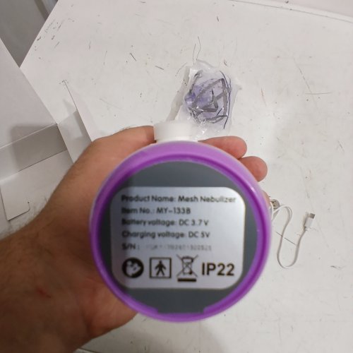 PORTABLE MESH NEBULIZER - 3.7 V BATTERY - WHITE/PURPLE (MODEL: MY-133B) image 3