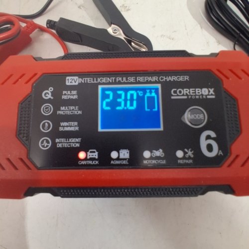 COREBOX 12V CAR BATTERY CHARGER & MAINTAINER - RED/BLACK (MODEL: H-6CS) image 2