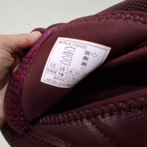 WOMEN'S FITVILLE ADJUSTABLE STRAPS SLIP ON WALKING SHOES WITH ARCH SUPPORT - 11W - BURGUNDY image 3