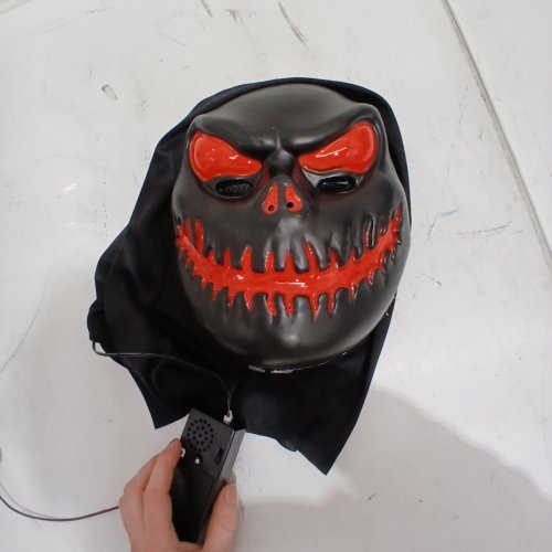 WAY TO CELEBRATE! ADULT LIGHT-UP SKULLY MASK - OSFM - BLACK AND RED image 2
