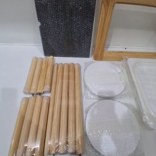 SENSORY TABLE WITH PAPER ROLL HOLDER & STOOLS - 32.1" X 23.6" X 19.9" - WOOD/WHITE (MODEL: JRG-SKU4S) image 4