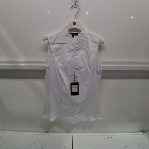 BARILOCHE RUFFLED SLEEVELESS BLOUSE - SMALL / MEDIUM - 38 - WHITE (STYLE: EDITA) image 2