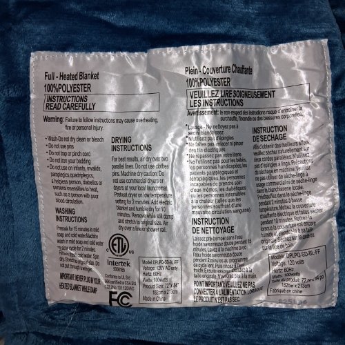 EYDNA ELECTRIC HEATED BLANKET - 84" X 90" QUEEN - TEAL - (: DPLPQ-SD-BL-QF) image 3
