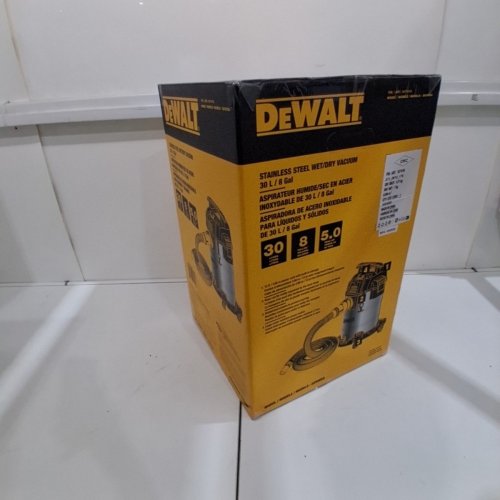 DEWALT PRO STAINLESS STEEL WET/DRY VACUUM - 8GAL/30L - 5HP - SILVER/BLACK (MODEL: DXV08S / 1671616A) image 2