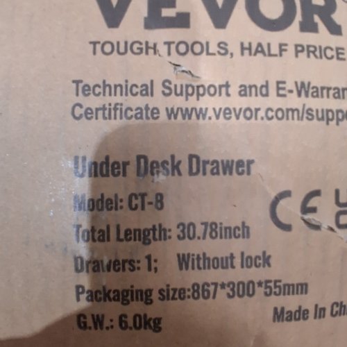 UNDER DESK DRAWER - 30" - BLACK (MODEL: CT-8) image 3
