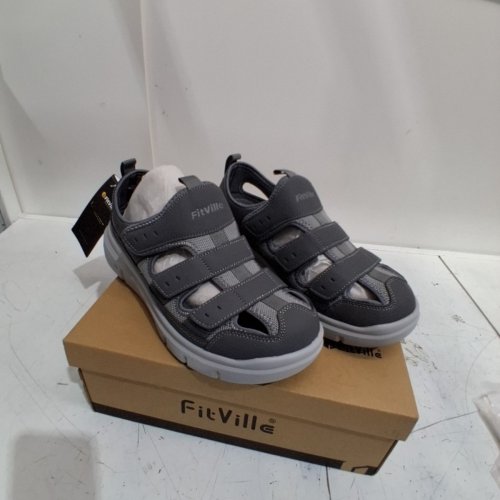 MEN'S FITVILLE WIDE CLOSED TOE COMFORT SANDLES WITH ARCH SUPPORT - SIZE 9 - STEEL GREY (MODEL: 00199795944122) image 2
