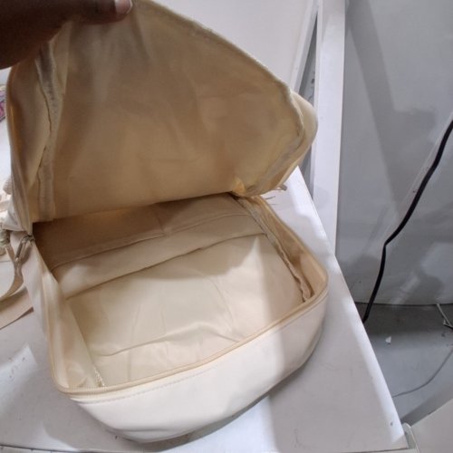 WOMEN'S UNBRANDED ITA CLEAR TRANSPARENT LEATHER BACKPACK-11" X 3.5"12.6" - BEIGE image 3
