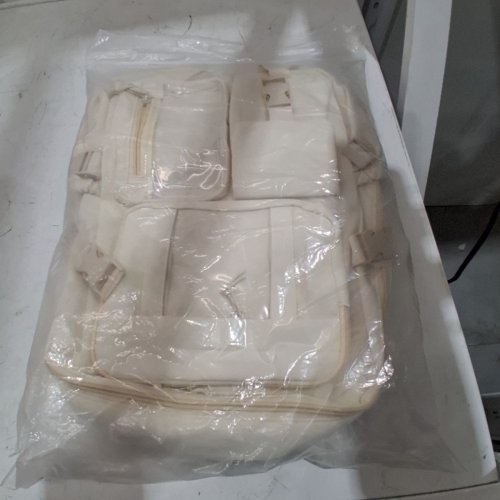 WOMEN'S UNBRANDED ITA CLEAR TRANSPARENT LEATHER BACKPACK-11" X 3.5"12.6" - BEIGE image 4