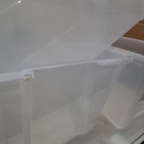 3PK IRIS STACKABLE STORAGE BINS WITH LIDS - 15GAL - CLEAR / GREY image 3