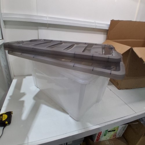 3PK IRIS STACKABLE STORAGE BINS WITH LIDS - 15GAL - CLEAR / GREY image 4