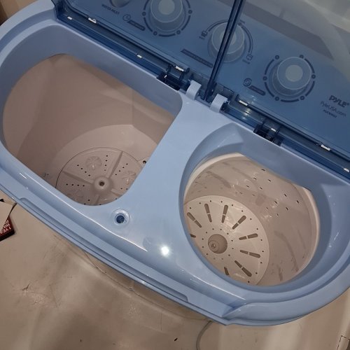 PYLE PURE CLEAN 2-IN-1 MINI PORTABLE WASHER & DRYER MACHINE - 250W - 24" X 22" X 14" - WHITE/BLUE (MODEL : PUCWM22) image 3