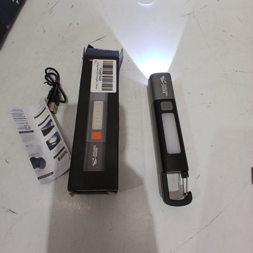 SMILING SHARK RECHARGEABLE 2-IN-1 WATERPROOF FLASH LIGHT WITH SIDE LIGHT & HOOK - BLACK / GRAY (MODEL: G1) image 2
