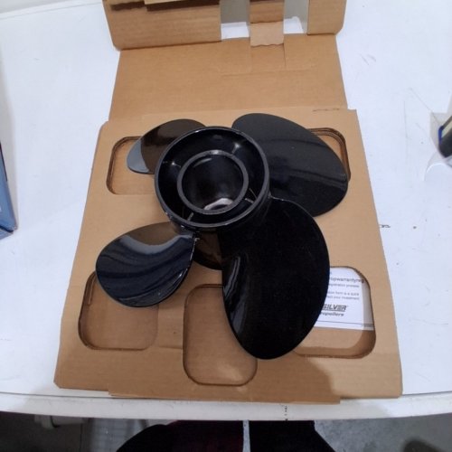 QUICKSILVER NEMESIS FOUR-BLADE OUTBOARD ALUMINUM PROPELLER - 13" - 17" PITCH -RIGHT HAND ROTATION - 125 H/P- BLACK (MODEL: 8M8027504) image 3