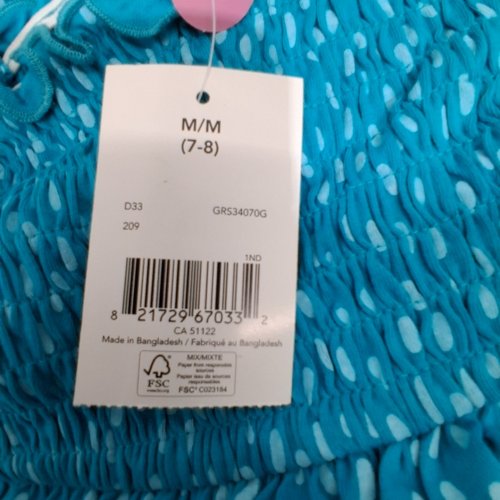 2PK GIRLS' RIBBED DRESS WITH HAIR ELASTIC - MED 7-8 - BLUE / WHITE / POLKA DOT image 2