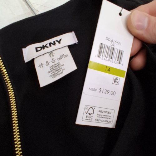 WOMEN'S DKNY SHORT SLEEVE JEWEL NECK SHEATH DRESS - SIZE 14 - BLACK (STYLE: DD3I166A) image 4