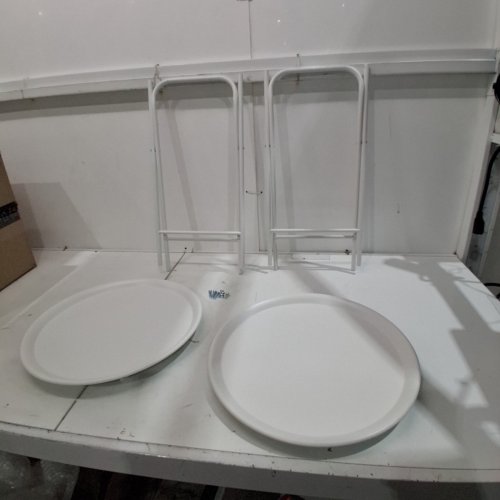 2PK FOLDING METAL ROUND SIDE TABLE - WHITE image 2