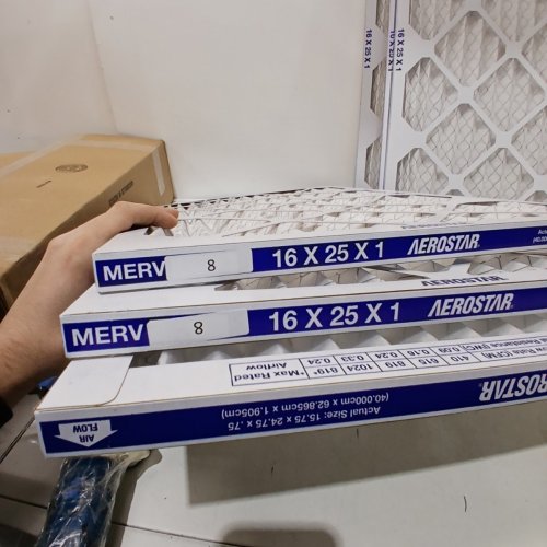 6PK AEROSTAR PLEATED AIR FILTER - MERV 8 - 16" X 25" X 1" - WHITE (MODEL: P25S.011625-6) image 3