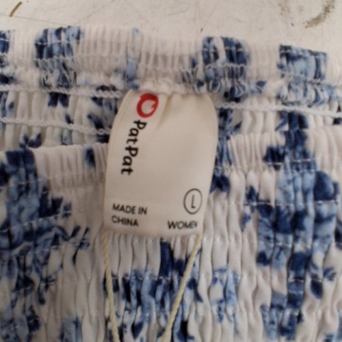 WOMEN'S PATPAT ALL OVER FLORAL PRINT SHIRRED TIERED DRESS - LARGE - BLUE AND WHITE FLORAL image 2