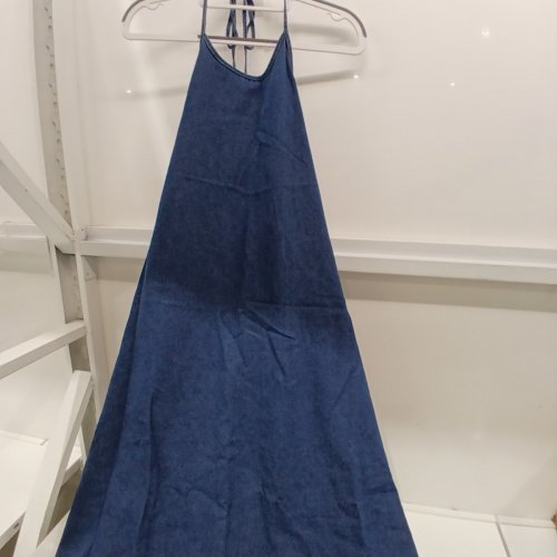 FASHION NOVA GEMMA BACKLESS DENIM HALTER MAXI DRESS - LARGE - DENIM (STYLE: FN286MXRB) image 2