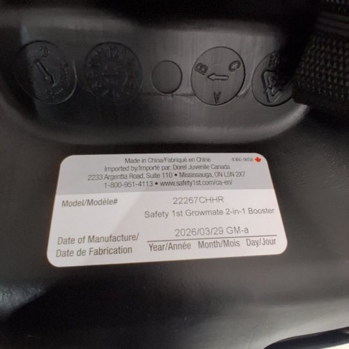 SAFETY 1ST GROWMATE 2-IN-1 BELT-POSITIONING BOOSTER CAR SEAT - 40–100LBS - HEXAGON HORIZON BLACK (MODEL: 22267CHHR) image 2