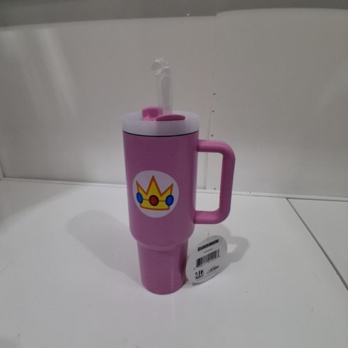 SUPER MARIO METAL BOTTLE WITH STRAW - 40 OZ - PINK image 2