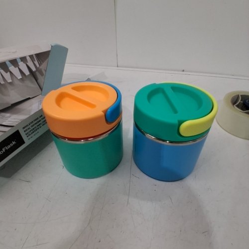 2PK THERMOFLASK INSULATED FOOD JARS - 20OZ - BLUE/GREEN/YELLOW & TEAL/ORANGE/BLUE (MODEL: 1759351) image 2