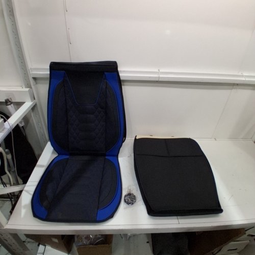 2PC FREESOO WATERPROOF AUTOMOTIVE LEATHER FRONT CAR SEAT COVERS - UNIVERSAL FIT - BLACK/BLUE image 2