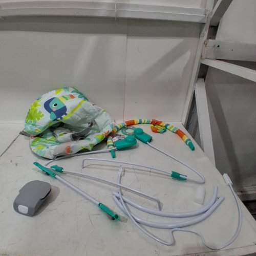 BRIGHT STARTS PORTABLE 3-POINT HARNESS VIBRATING BOUNCER WITH TOY-BAR - RAINFOREST VIBES (MODEL: 12227) image 3