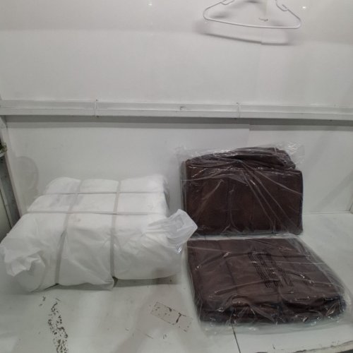 2PC LOUNGE AND CO FAUX FOAM LEATHER CHAIR AND OTTOMAN SET - 28" X 20" X 12" - 28" X 36" X 31" - BROWN (MODEL: 1861790 / 06-0331 099310) image 2