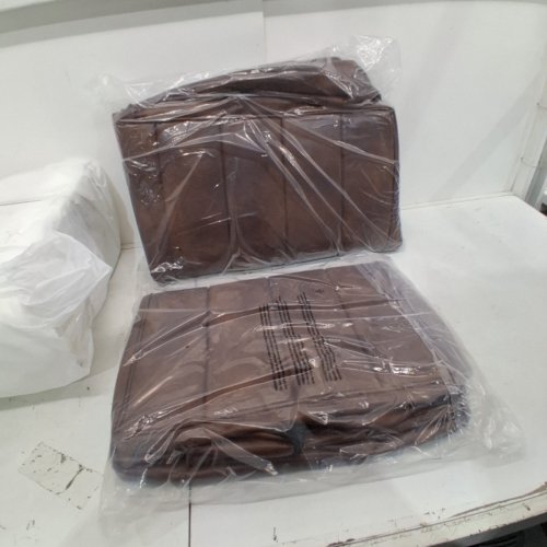 2PC LOUNGE AND CO FAUX FOAM LEATHER CHAIR AND OTTOMAN SET - 28" X 20" X 12" - 28" X 36" X 31" - BROWN (MODEL: 1861790 / 06-0331 099310) image 3