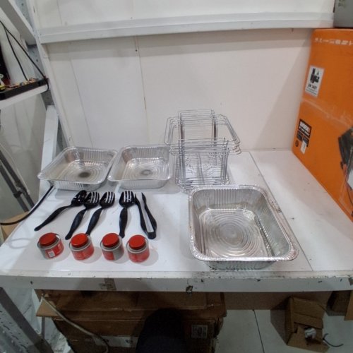 6PK ALPHA HALF SIZE BUFFET SERVING SET - WITH STANDS, TRAYS, AND GAS - SILVER (MODEL: 70639) image 2
