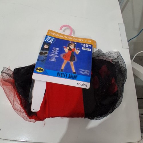 6PC TODDLER RUBIES DC HARLEY QUINN COSTUME - 3-4T - RED / BLACK image 2