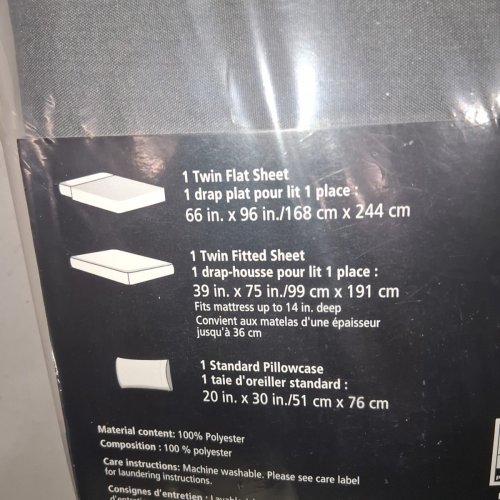 3PC MAINSTAYS EASY CARE SHEET SET - TWIN SIZE - DARK GREY image 2