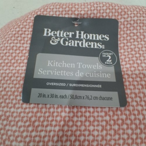 2PK BETTER HOMES & GARDENS COTTON KITCHEN TOWELS - 20" X 30" - RED/WHITE (MODEL: KT92497CILFW2P) image 2