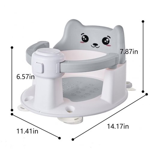 NON-SLIP BABY BATH SEAT WITH SAFETY ARMRESTS - FOR AGES 6 MONTHS AND UP - GREY image 2