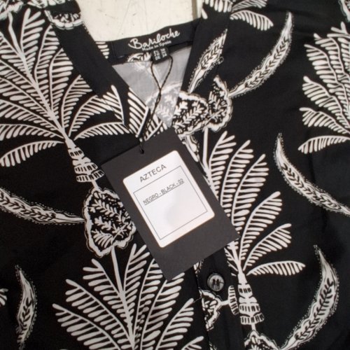 WOMEN'S BARILOCHE BOTANICAL PRINT BUTTON-UP SHIRT - SMALL / MEDIUM - 38 - BLACK / WHITE (STYLE : AZTECA) image 5