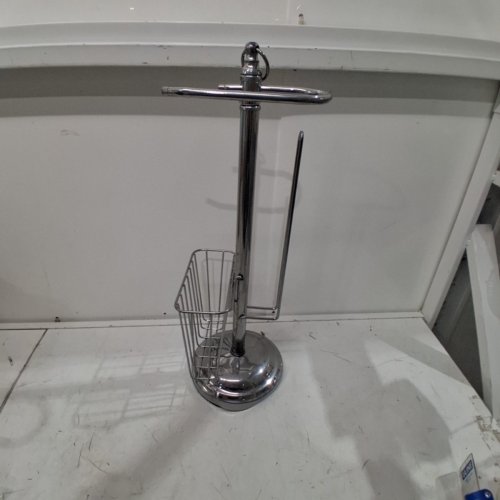 FREE STANDING TOILET PAPER HOLDER AND MAGAZINE RACK - 25" - CHROME image 2