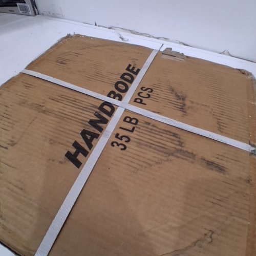 HANDBODE OLYMPIC BUMPER PLATE FOR BARBELL - 35LBS - YELLOW/BLACK image 2
