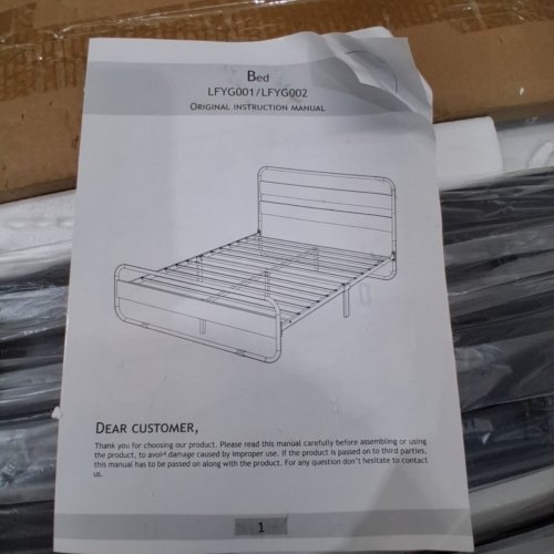 SHE CERLIN METAL BED FRAME WITH WOODEN HEADBOARD & FOOTBOARD - QUEEN - WALNUT - (MODEL: LFYG002) image 6