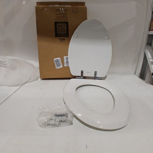 MAYFAIR BY BEMIS BENNET ENAMELED WOOD TOILET SEAT - ROUNDED - WHITE/CHROME (MODEL: 1826CHSL 000) image 2