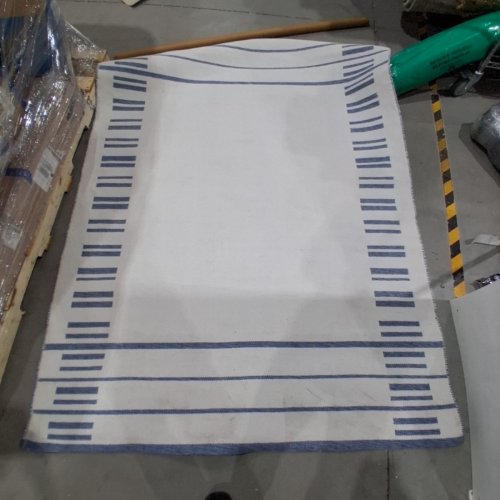 THRESHOLD BROKEN STRIPED WOVEN AREA RUG- 5FT X 7FT - CREAM/BLUE (MODEL: 066 04 7700) image 2