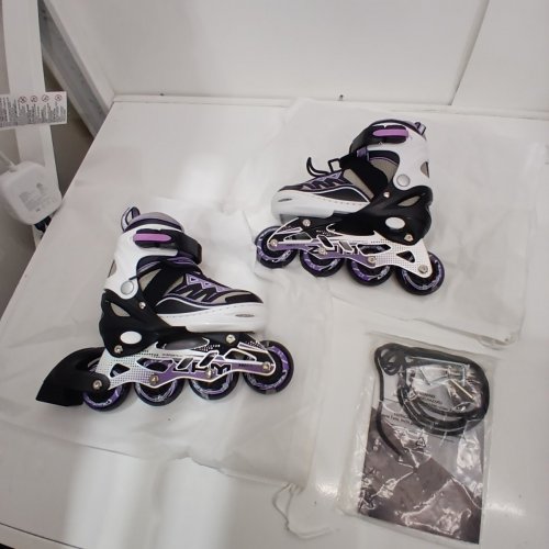 GIRL'S ZPM SPORTS INLINE SKATES WITH LIGHT UP WHEELS - SMALL (10C-13C) - PURPLE/WHITE/BLACK image 2