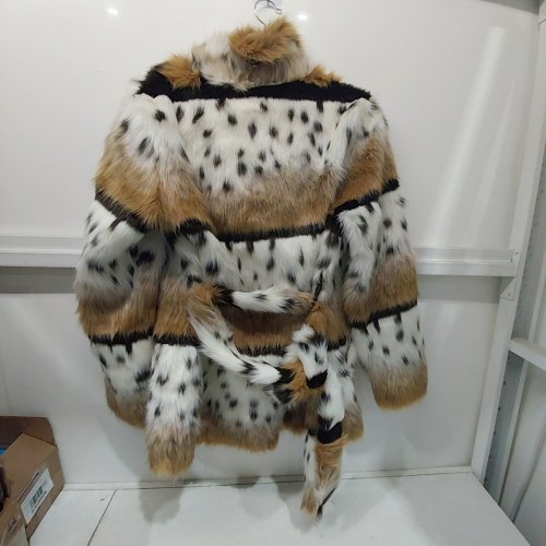 WOMEN'S FUN SPORTS FAUX FUR BUTTON UP COAT - MEDIUM - SNOW LEOPARD (STYLE: 253643) image 4